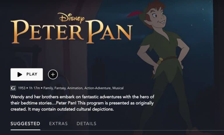 Peter Pan trigger warning