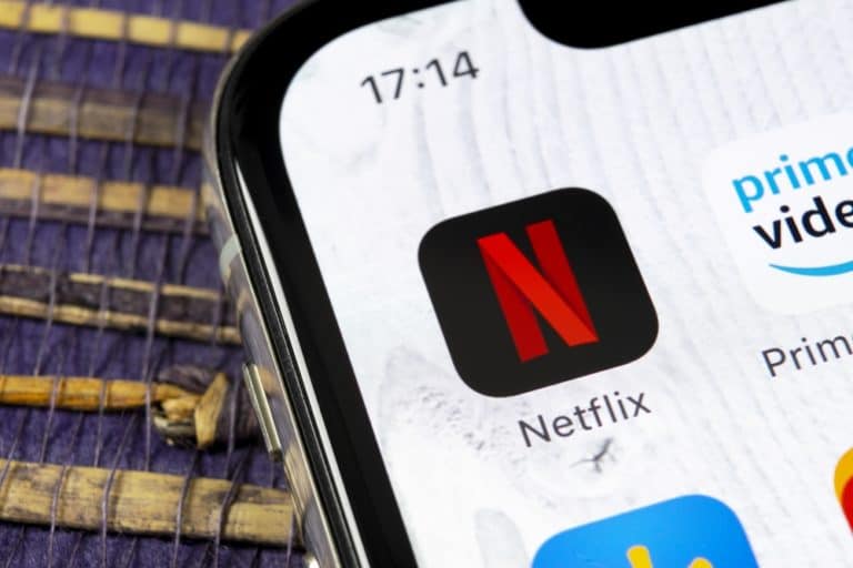 The Netflix logo on a smartphone