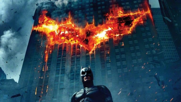 Christian Bale as Batman/Bruce Wayne in the poster for The Dark Knight.