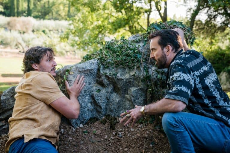 Pedro Pascal (left) and Nicolas Cage (right) in The Unbearable Weight Of Massive Talent
