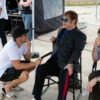 Elton John on the set of Rocketman