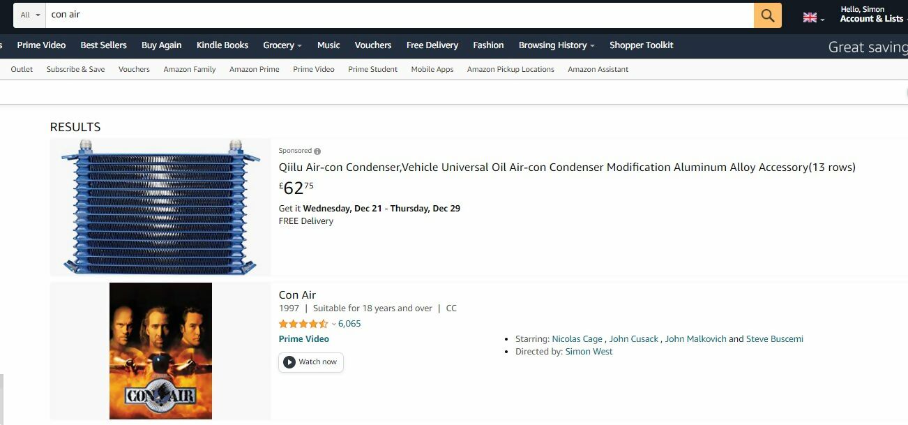 Con Air listing, that returns an air conditioning unit