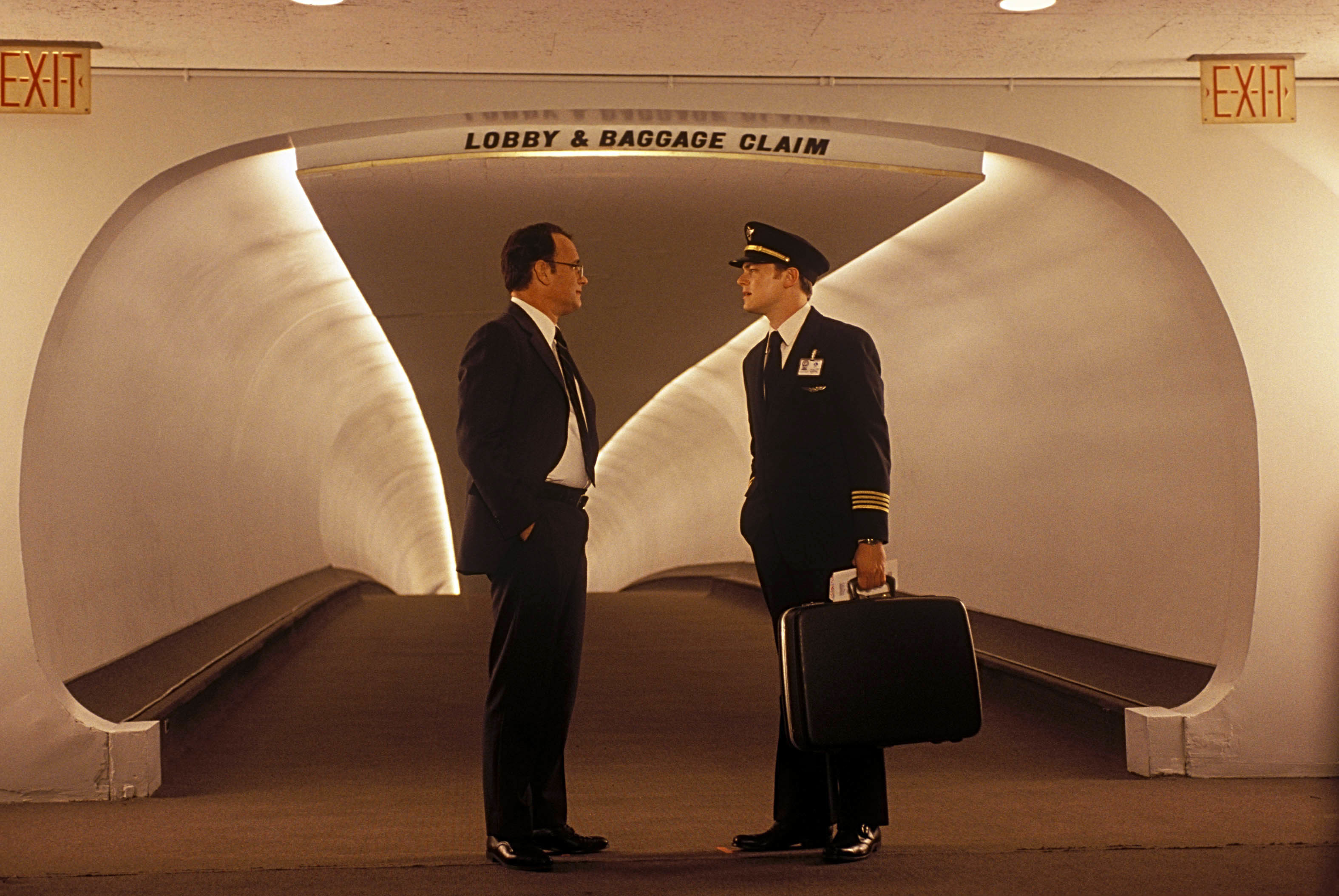 Tom Hanks and Leonardo DiCaprio in Catch Me If You Can, directed by Steven Spielberg.