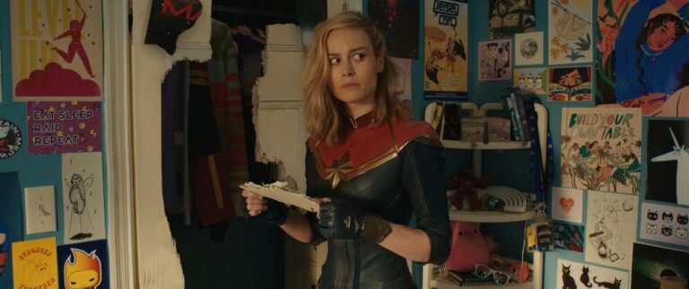 Brie Larson as Carol Danvers/Captain Marvel in The Marvels, directed by Nia DaCosta. Its budget is the subject of debate.