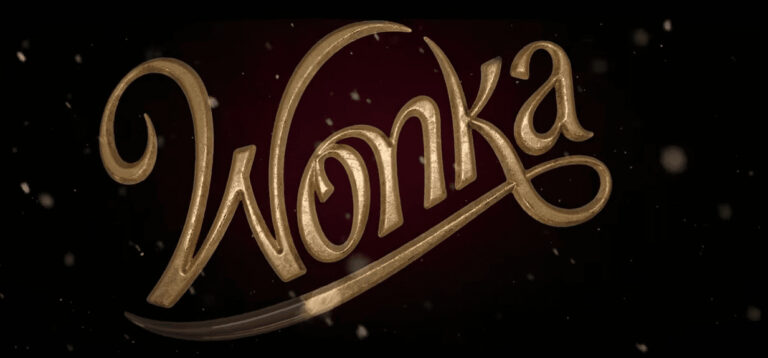 Title card for Wonka, directed by Paul King and starring Timothee Chalamet.