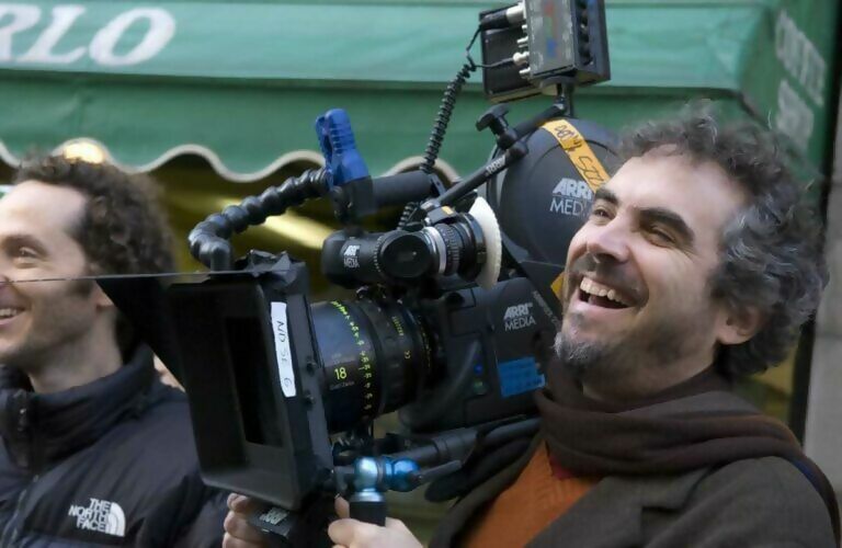 Alfonso Cuaron, emphatically not on the set of a James Bond movie.