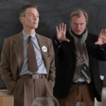 christopher nolan and cillian murphy on the set of oppenheimer