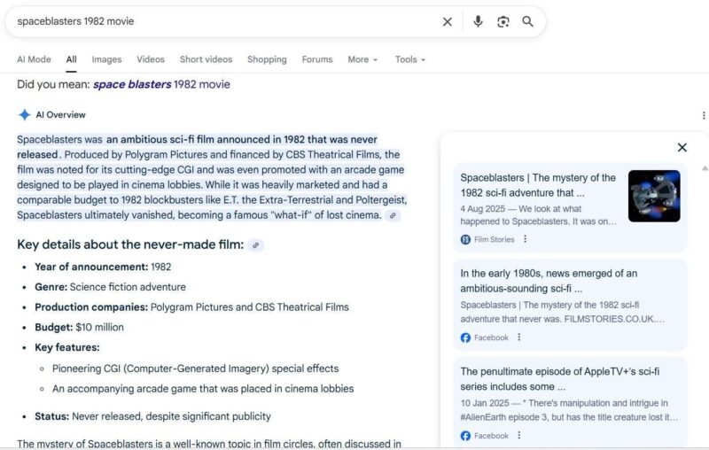 Searching for our Spaceblasters article on Google, and finding Google has basically lifted it.