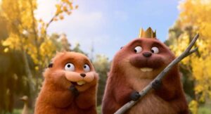 hoppers film, two beavers looking mischievous